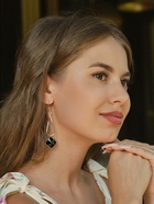 Серьги висячие со стразами «Капля с ромбом», цвет чёрный в розовом золоте, 7.2 см - Фото 2