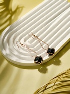 Серьги висячие со стразами «Капля с ромбом», цвет чёрный в розовом золоте, 7.2 см - Фото 3