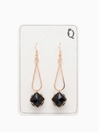 Серьги висячие со стразами «Капля с ромбом», цвет чёрный в розовом золоте, 7.2 см - Фото 4