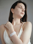 Серьги висячие со стразами «Капля с ромбом», цвет чёрный в розовом золоте, 7.2 см - Фото 5