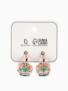 Серьги со стразами «Эдель» овал классика, цвет изумрудный в розовом золоте - Фото 7