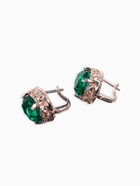 Серьги со стразами «Эдель» овал классика, цвет изумрудный в розовом золоте - Фото 5