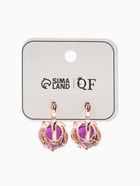 Серьги со стразами «Эдель» овальчик, цвет фиолетовый в золоте - Фото 4