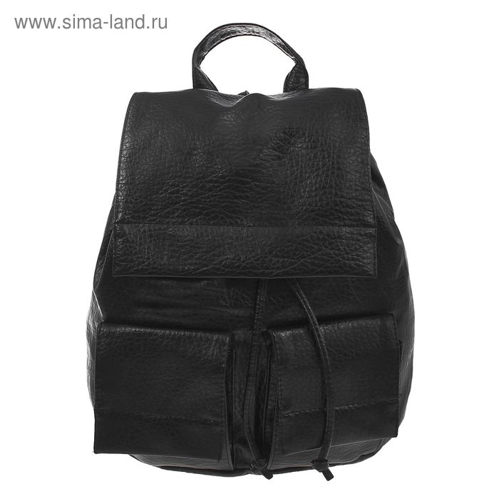 Рюкзак молодёжный на шнурке "Классика", 1 отдел, 2 наружных кармана, чёрный - Фото 1