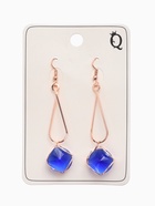 Серьги висячие со стразами «Капля с ромбом», цвет синий в розовом золоте - Фото 3