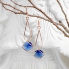 Серьги висячие со стразами «Капля с ромбом», цвет синий в розовом золоте - Фото 2