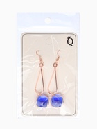 Серьги висячие со стразами «Капля с ромбом», цвет синий в розовом золоте - Фото 5