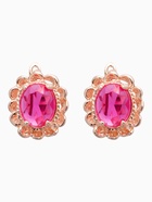 Серьги со стразами «Эдель» овал ажурный, светло-розовые в золоте - Фото 1