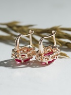 Серьги со стразами "Эдель" овал ажурный, цвет светло-розовый в золоте - фото 809205730