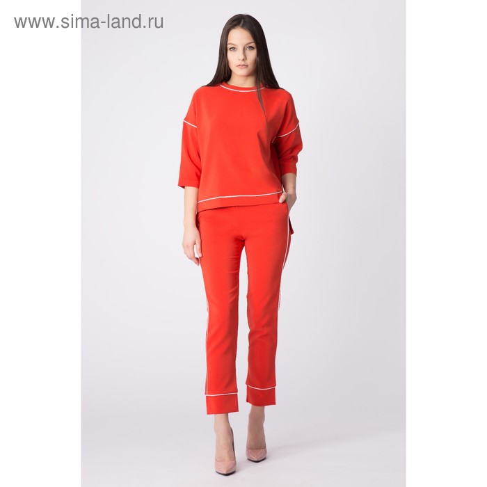 Костюм женский (блуза, брюки), цвет красный, размер 48 (XL) - Фото 1