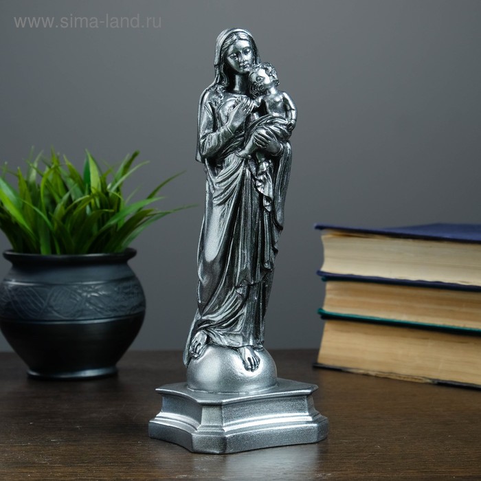 Фигура "Дева Мария с младенцем" металлик 24см - Фото 1