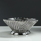 Конфетница "Плетенка", круглая, серебро, керамика, 9 см - Фото 2