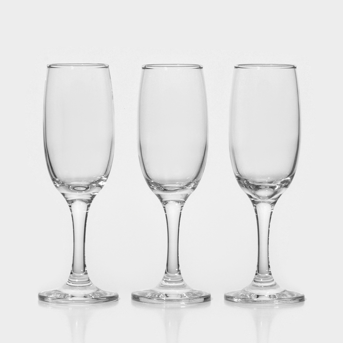Набор стеклянных бокалов для шампанского Bistro, 190 мл, 3 шт - Фото 1