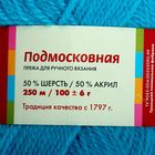 Пряжа "Подмосковная" 50% шерсть, 50% акрил 250м/100гр (0474, голубая бирюза) - Фото 3