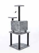 Комплекс для кошек с когтеточкой, разборный, 55×55×140 см, ковролин, серый - фото 809267738