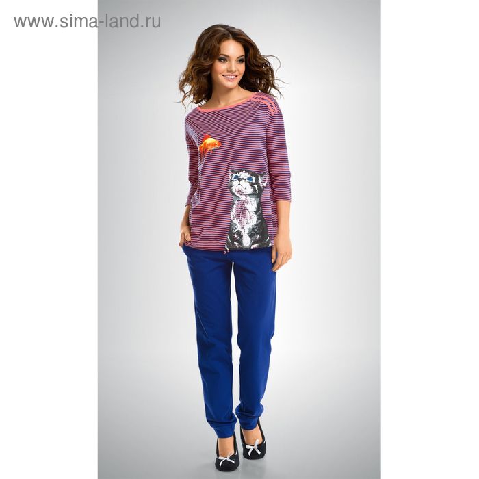 Пижама женская, принт Коты, размер 48 (L), цвет коралловый - Фото 1