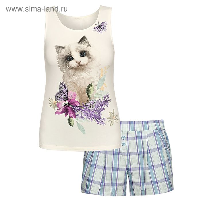Пижама женская, размер 50 (XL), цвет кремовый - Фото 1