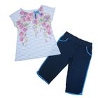 Пижама женская (футболка, бриджи), цвет голубой, размер 50 (XL) - Фото 2