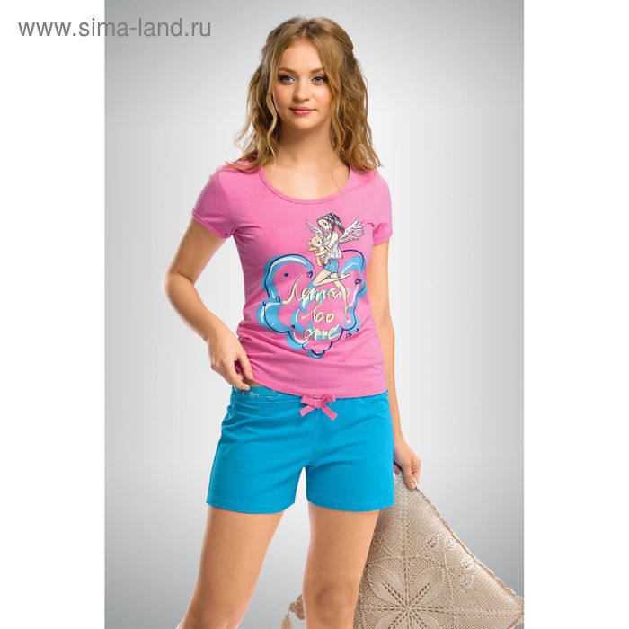 Пижама женская (футболка, шорты), цвет розовый, размер 42 (XS) - Фото 1