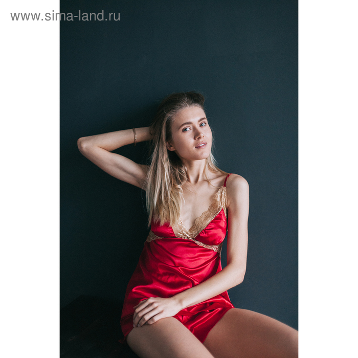 Пижама женская, размер 46 (M), цвет красный - Фото 1