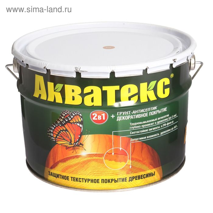 Грунт-антисептик "Акватекс", дуб, 10 л - Фото 1