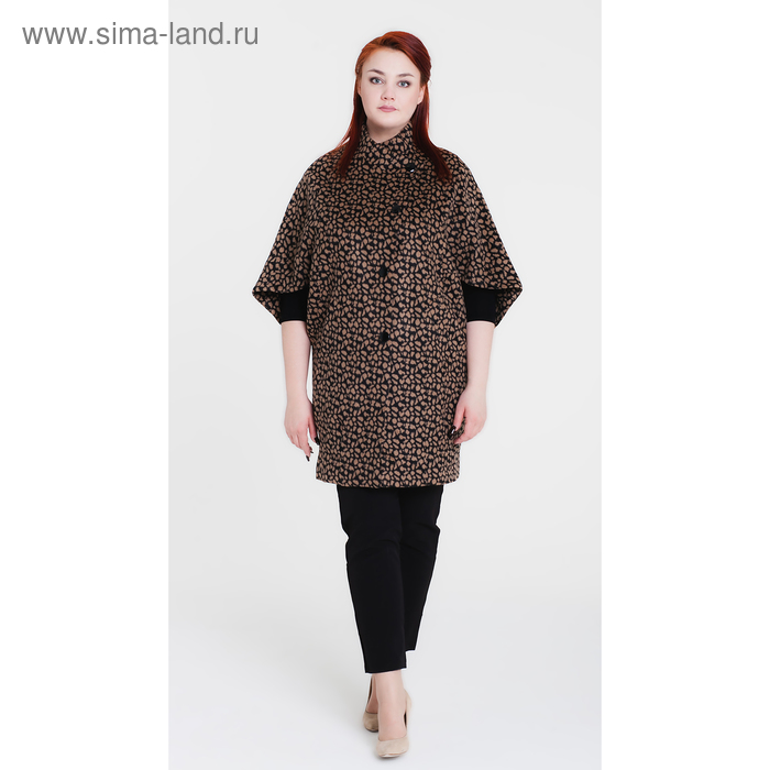 Пальто женское "Капля", рост 168 см, размер 48, цвет чёрный/бежевый - Фото 1