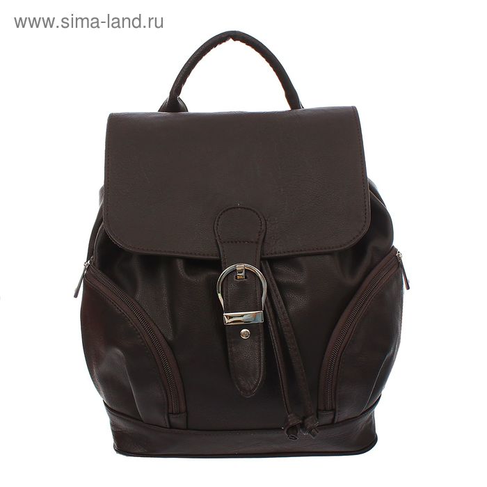 Рюкзак на молнии, 1 отдел, 3 наружных кармана, коричневый - Фото 1