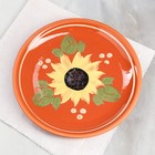 Тарелка "Подсолнух", плоская, роспись, глазурь, красная глина, 23 см - фото 8462020
