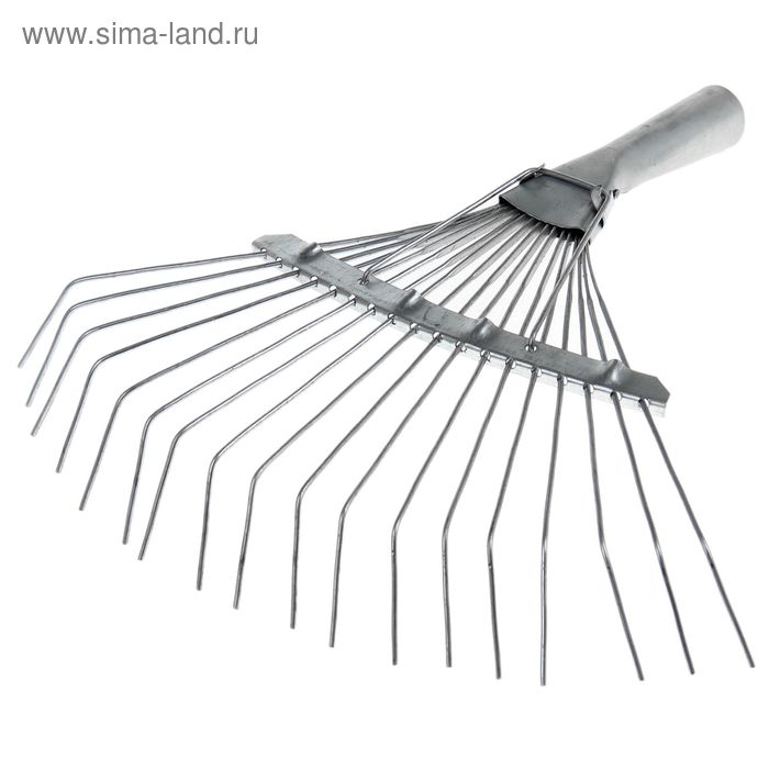 Грабли веерные, проволочные, 18 зубцов, металлические, тулейка 25 мм, без черенка - Фото 1