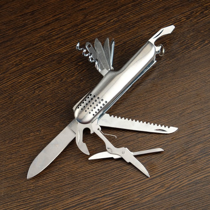 Нож швейцарский "Андерсон" 12в1 рукоять перфорированная диагональ - фото 1906758114