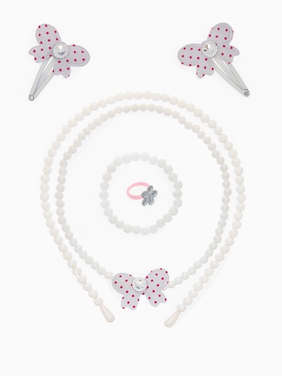 Набор детских украшений Выбражулька «Бантик», 6 предметов, белый