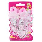 Набор детских украшений Выбражулька «Сердце», 5 предметов: 2 резинки, клипсы, кулон, кольцо, розовый - Фото 2