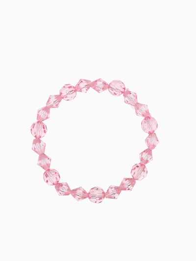 Комплект детский «Выбражулька» 5 предметов: 2 резинки, бусы, браслет d=4,6 см., кольцо, цветочек, розовый