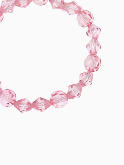 Комплект детский «Выбражулька» 5 предметов: 2 резинки, бусы, браслет d=4,6 см., кольцо, цветочек, розовый