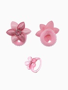 Набор детских украшений Выбражулька «Цветочек», 5 предметов: 2 резинки, бусы, браслет d=4.6 см кольцо, розовый - Фото 6