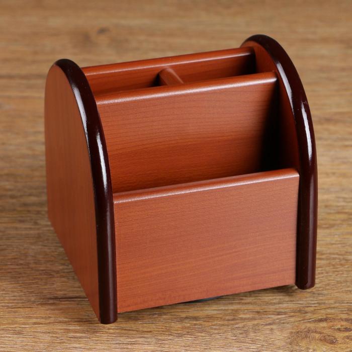 Органайзер 4 секции, на вращающейся подставке, под бук, 12×12×12 см - Фото 1