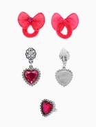 Набор детских украшений Выбражулька «Сердце», 5 предметов: 2 резинки, клипсы, кулон, кольцо, малиновый - Фото 4