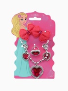 Набор детских украшений Выбражулька «Сердце», 5 предметов: 2 резинки, клипсы, кулон, кольцо, малиновый - Фото 8