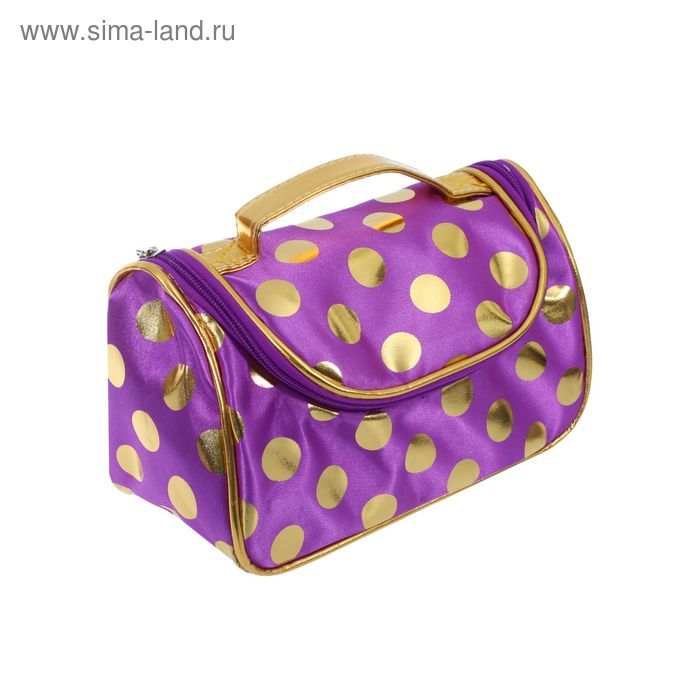 Косметичка-сумочка на молнии "Горошек", 1 отдел, цвет фиолетовый - Фото 1