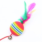 Дразнилка с цветным шариком и перьями, 49 см, палочка микс цветов - Фото 3