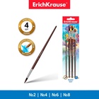 Набор кистей Пони 4 штуки Erich Krause, круглые № 2, 4, 6, 8, в блистере - Фото 8