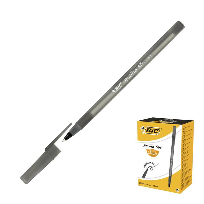 Ручка шариковая, чернила чёрные, 1.0 мм, среднее письмо, одноразовая, BIC Round Stic Classic - Фото 1