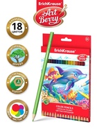 Карандаши 18 цветов ErichKrause ArtBerry премиум, дерево, шестигранные, яркий и мягкий грифель 3.0 мм, картонная упаковка, европодвес - Фото 1