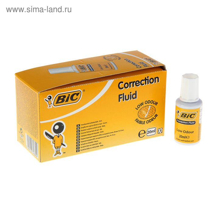 Корректирующая жидкость 20 мл, BIC Correction Fluid, водная основа - Фото 1