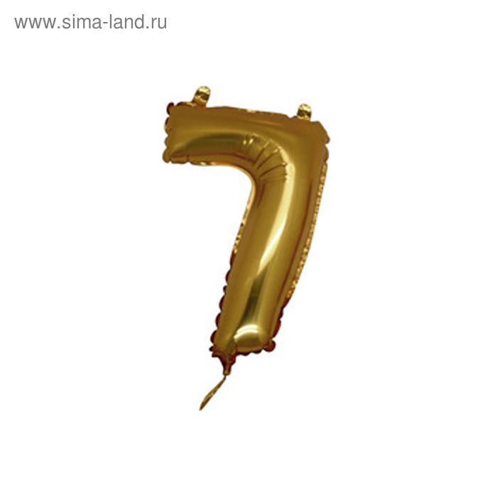 Шар фольгированный 14" «Цифра 7» для палочки, без клапана, цвет золотой - Фото 1