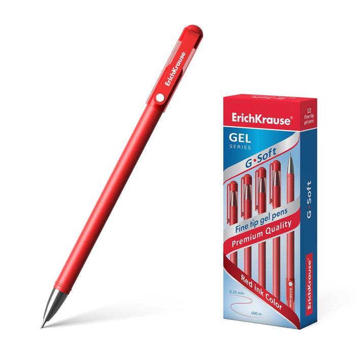 Ручка гелевая ErichKrause G-Soft, чернила красные, узел 0.38 мм, длина линии письма 500 метров - Фото 1