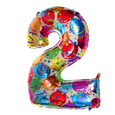 Шар фольгированный 40" "Цифра 2", шарики