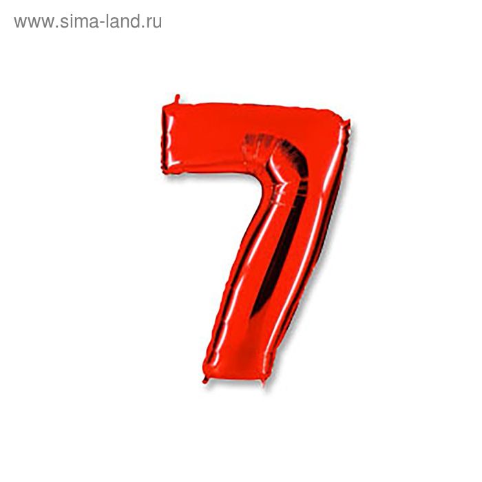 Шар фольгированный 40" "Цифра 7", цвет красный - Фото 1