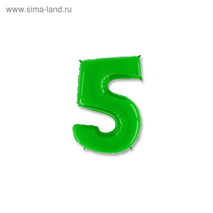 Шар полимерный 40" "Цифра 5", цвет ярко-зелёный - Фото 1