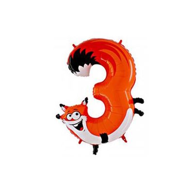 Шар полимерный 40" "Лиса", цифра 3